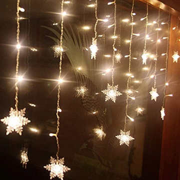 Antrect LED Lichterkette, LED Lichtervorhang Schneeflocke 96er LED Weihnachtsbeleuchtung Fenster mit 8 Modi, IP45 Wasserdicht für Weihnachten Party Fester Deko - 3