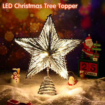 Aoriher 20 Licht 10 Zoll Weihnachten Stern Baum Spitze Batteriebetriebene Baum Spitze mit 20 Mini LED Lichter für Weihnachten Saisonale Dekoration - 2