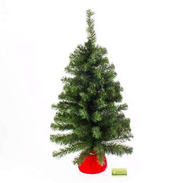 artplants.de Mini Weihnachtsbaum WARSCHAU, grün, rot, 90cm, Ø 50cm - Plastik Tannenbaum - 4