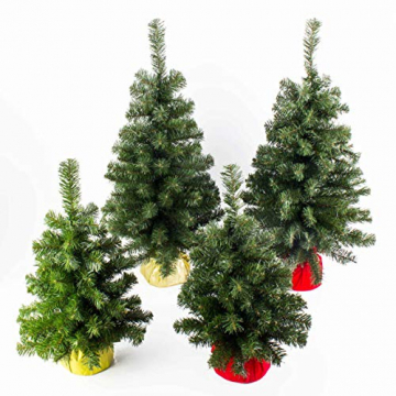 artplants.de Mini Weihnachtsbaum WARSCHAU, grün, rot, 90cm, Ø 50cm - Plastik Tannenbaum - 5