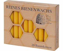 Aspinaworld 60 Stück Bienenwachs Baumkerzen 100/13 mm Christbaumkerzen - 1