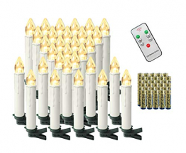 Aufun 30 Stück LED Weihnachtskerze Warmweiß Weinachten, Mini Kabellose Christbaumkerzen Flammenlose mit Fernbedienung und Batterien IP44 für Weihnachtsbaum, Hochzeit, Partys - 1