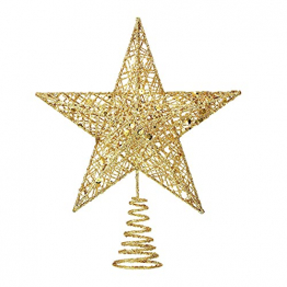 Benoon Weihnachtsbaumspitze Ornamente Dekor 3D Effektive Solide Schmiedeeisen Weihnachtsbaum Rattan Stern Topper für Party für Zuhause für Küche Golden 15cm - 1