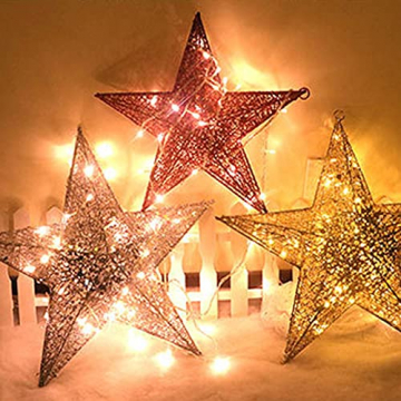 Benoon Weihnachtsbaumspitze Ornamente Dekor 3D Effektive Solide Schmiedeeisen Weihnachtsbaum Rattan Stern Topper für Party für Zuhause für Küche Golden 15cm - 4