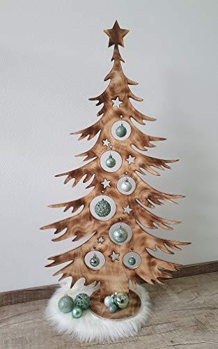 Bergliebe Dekobaum Weihnachtsdekoration Weihnachtsbaum Christbaumkugeln rustikal Vintage geflammtes Holz 103.5x58 cm Pohmer Design - 3