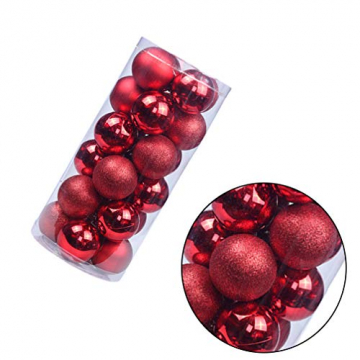 BESPORTBLE 24er Pack Weihnachtskugeln Ornamente Dekoration für Baumhaus Indoor Outdoor Hängekugeln 6cm Rot - 6