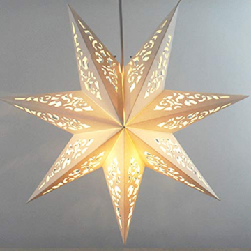BESPORTBLE 45CM Papierstern Lampe Papier Weihnachtssterne mit Beleuchtung 3D Leuchtstern Fensterdeko Stern Weihnachten Beleuchtet Christbaumspitze für Weihnachtsbaum Deko - 2