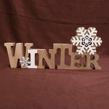 BESPORTBLE Schriftzug Weihnachten Holz Winter Beleuchtet Schneeflocke Tischdeko Nachtlicht Schreibtischlampe Schlafzimmer Nachtlampe Weihnachtsdekoration Party Festival Geschenk - 4