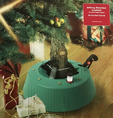 Brandsseller Christbaumständer Weihnachtsbaumständer Tannenbaumständer mit Fußhebeltechnik, EIN-Seil-Technik und Sicherung - 34x34cm/4,2kg für Bäume bis zu 2,5m - Farbe: Grün - 2