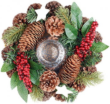 Britesta Weihnachtsgesteck: Handgefertigtes Weihnachts- & Adventsgesteck mit Teelicht-Halter, 23cm (weihnachtdeko) - 3