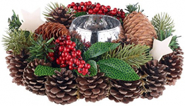 Britesta Weihnachtsgesteck: Handgefertigtes Weihnachts- & Adventsgesteck mit Teelicht-Halter, 23cm (weihnachtdeko) - 1