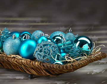Brubaker 101-teiliges Set Weihnachtskugeln mit Baumspitze Blau Christbaumschmuck - 4