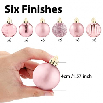 CACOE Weihnachtskugeln Set 36 Stück - Christbaumkugeln Baumschmuck für Weihnachten Matt Glitzernd Dekokugeln zum Aufhängen Tür Dekorationen Christbaumschmuck Party Festival (4cm) - 3