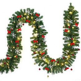 Casaria Weihnachtsgirlande 10m geschmückt 160 LEDs Girlande inkl. Deko Weihnachten Innen Außen IP44 Tannengirlande weiß - 1