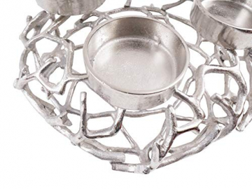 CB Home % Style Adventskranz Kerzenhalter Aluminium Silber Metall Durchmesser 35 cm Weihnachten - 3