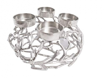 CB Home % Style Adventskranz Kerzenhalter Aluminium Silber Metall Durchmesser 35 cm Weihnachten - 1