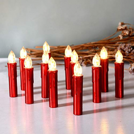 CCLIFE LED Weihnachtskerzen Kabellos RGB Kerzen Bunt Weihnachtsbaumkerzen Christbaumkerzen mit Fernbedienung Timer Kerzenlichter, Farbe:Rot, Größe:20er - 1