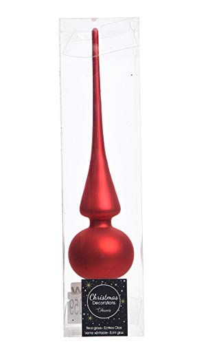 Christbaumspitze GLAS 26cm rot matt Baum Spitze Weihnachtsbaumspitze Baumschmuck - 1