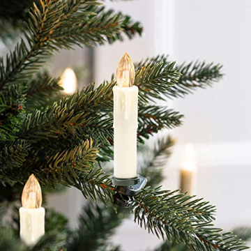 Clanmacy 20 Stück LED Weihnachtskerzen kabellos, Dimmbar Flammenlose Kerzenlichter mit Fernbedienung Timer, warmweiß Christbaumkerzen für Weihnachtsdeko Hochzeit Geburtstags Party - 2