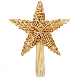 com-four® Christbaumspitze als Weihnachtsbaumschmuck aus Stroh - Strohstern-Spitze für den Weihnachtsbaum - Christbaum-Schmuck - natürlicher Christbaum-Behang - 1