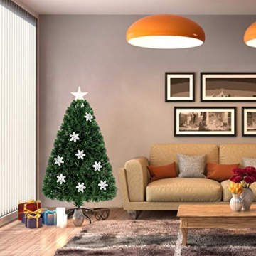 COSTWAY 90/120/150/180 LED Künstlicher Weihnachtsbaum mit Glasfaser-Farbwechsler und Sternspitze, Tannenbaum PVC Nadeln, Christbaum ideal für Zuhause, Büro, Geschäfte und Hotels, Grün (120cm) - 3