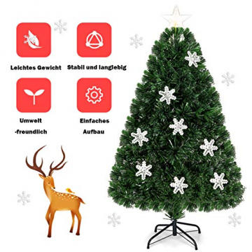 COSTWAY 90/120/150/180 LED Künstlicher Weihnachtsbaum mit Glasfaser-Farbwechsler und Sternspitze, Tannenbaum PVC Nadeln, Christbaum ideal für Zuhause, Büro, Geschäfte und Hotels, Grün (120cm) - 5