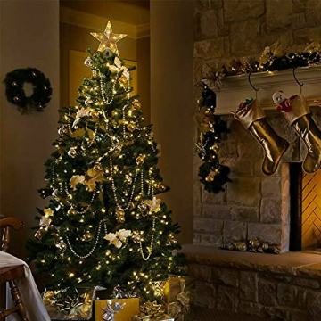 CUIFULI Weihnachtsbaum Stern, 1 STÜCK Christbaumspitze Stern Tannenbaum Spitze Warmweiß 10 LED für Feiertags-Dekorationen - 5