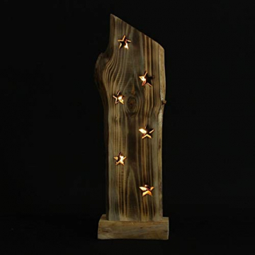 Deko Objekt “Sternenleuchten” aus Holz, 53 cm hoch, mit LED Lichterkette, Batterie-betrieben, Skulptur - 7
