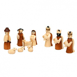 Dekohelden24 Holz Krippenfiguren als 10er Set, Maße L/B/H: 1,7 x 2,8 x 5 cm. - 1