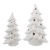 Dekoleidenschaft 2er Set LED Tannen aus Porzellan, Hochglanz weiß, 15 + 19 cm hoch, Tannenbaum beleuchtet, Adventsdeko, Weihnachtsdeko - 2