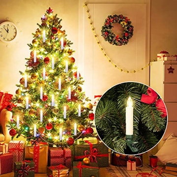 Deuba 20x Weihnachtskerzen LED weiß kabellos mit Batterie Fernbedienung Timer Flackern Dimmbar Christbaumkerzen kabellos - 2