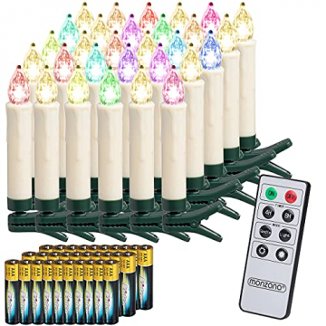 Deuba 30x LED Weihnachtsbaumkerzen kabellos bunt inkl. Batterien Fernbedienung Timer Weihnachtskerzen Christbaumkerzen - 1