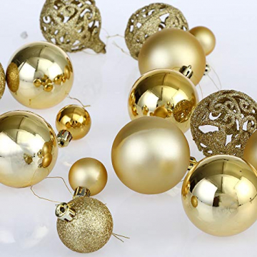 Deuba Weihnachtskugeln 100er Set Weihnachtsdeko matt glänzend Glitzer christbaumkugeln Gold Ø 3 4 6 cm innen außen - 8