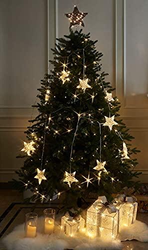 EAMBRITE 25cm Weihnachten LED Stern Baum Deckel Rattan Warmweiße Lichter Mit 8 Funkelnder LED Dekoration Für Weihnachten Konische Transparente Basis Für Hochzeit Party Haus GS Adapter - 4