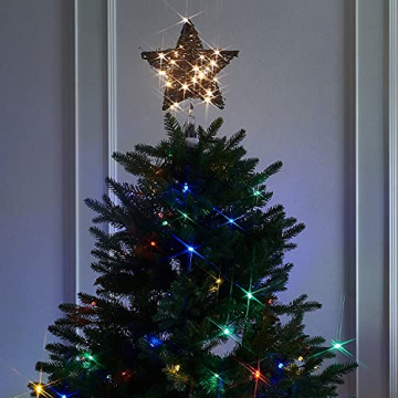 EAMBRITE 25cm Weihnachten LED Stern Baum Deckel Rattan Warmweiße Lichter Mit 8 Funkelnder LED Dekoration Für Weihnachten Konische Transparente Basis Für Hochzeit Party Haus GS Adapter - 5