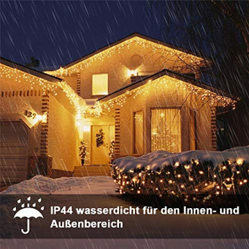 Eisregen Lichterkette Außen 600er LED 15m, LED Lichtervorhang mit Timer, IP44 wasserdicht 8 Modi für Innenausstattung Außenbereich Schlafzimmer Hochzeit Weihnachten Party (Warmweiß) - 4