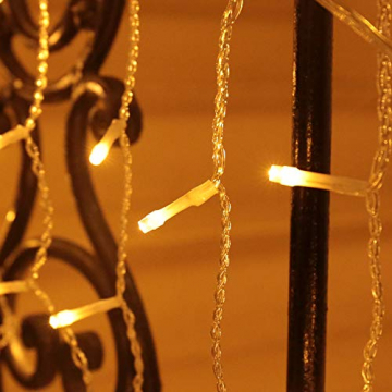 Eisregen Lichterkette Außen 600er LED 15m, LED Lichtervorhang mit Timer, IP44 wasserdicht 8 Modi für Innenausstattung Außenbereich Schlafzimmer Hochzeit Weihnachten Party (Warmweiß) - 5