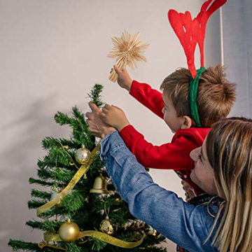 EKKONG Baumspitze Stern, Baumspitze Weihnachten aus Stroh Natur Christbaumspitze Weihnachtsbaumspitze Handgemachter Weihnachtsbaumschmuck für Jeder Größe Weihnachtsbäume - 4