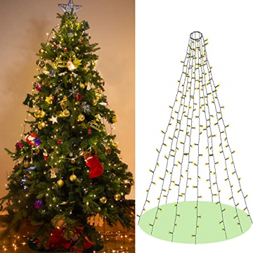 Elegear Lichterkette Weihnachtsbaum Christbaumbeleuchtung mit Ring 400 LEDs 10 Stränge IP44 Weihnachtsbaum-Überwurf-Lichterkette Weihnachtsbeleuchtung Lichterkette für Weihnachtsbaum von 150cm-300cm - 3
