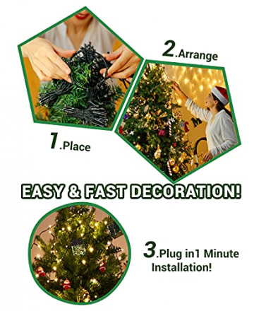 Elegear Lichterkette Weihnachtsbaum Christbaumbeleuchtung mit Ring 400 LEDs 10 Stränge IP44 Weihnachtsbaum-Überwurf-Lichterkette Weihnachtsbeleuchtung Lichterkette für Weihnachtsbaum von 150cm-300cm - 4