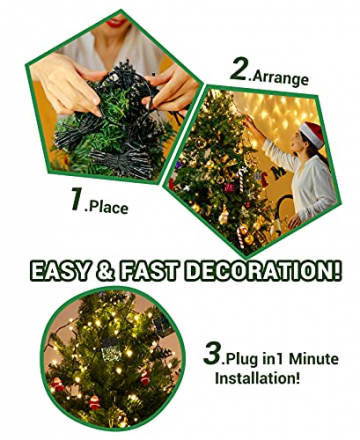 Elegear Lichterkette Weihnachtsbaum Christbaumbeleuchtung mit Ring 400 LEDs 10 Stränge IP44 Weihnachtsbaum-Überwurf-Lichterkette Weihnachtsbeleuchtung Lichterkette für Weihnachtsbaum von 150cm-300cm - 4