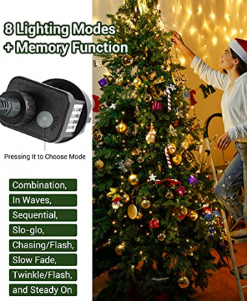 Elegear Lichterkette Weihnachtsbaum Christbaumbeleuchtung mit Ring 400 LEDs 10 Stränge IP44 Weihnachtsbaum-Überwurf-Lichterkette Weihnachtsbeleuchtung Lichterkette für Weihnachtsbaum von 150cm-300cm - 5