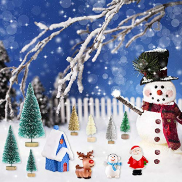 Feelava 30 Stück Weihnachten Miniatur Ornament Kits Mini Xmas Style Figuren Weihnachtsmann Weihnachtsbaum niedlichen Cartoon Xmas Decor für Home Garden Party Decor Desktop Dekoration - 4