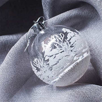 FeiliandaJJ 12Pcs Weihnachtskugeln Transparent Christbaumkugeln Weiss Schneeball Weihnachten Anhänger Kugeln Party Home Hochzeit Deko Ornamente für Weihnachtsbaum (Weiss) - 2