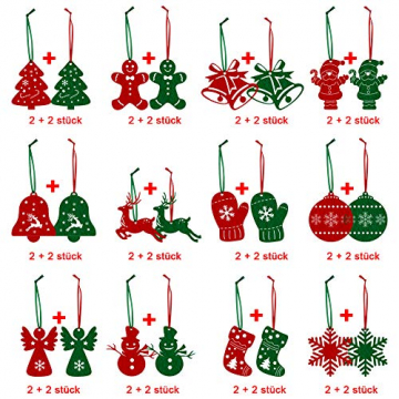 FHzytg 48 Stück Weihnachtsbaumschmuck Christbaumschmuck Filz, Weihnachtsanhänger aus Filz Christbaumschmuck Weihnachten Filz Weihnachtsbaum Deko Filz Schneeflocken für Weihnachten - 2