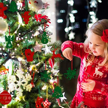 FHzytg 48 Stück Weihnachtsbaumschmuck Christbaumschmuck Filz, Weihnachtsanhänger aus Filz Christbaumschmuck Weihnachten Filz Weihnachtsbaum Deko Filz Schneeflocken für Weihnachten - 5