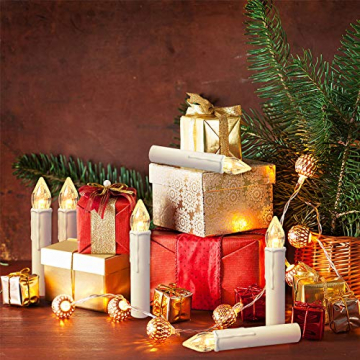 Froadp LED Flammenlose Baumkerzen Warmweiß Mini Weihnachtskerzen Batteriebetriebene Kerzen Satz Christbaumkerzen mit Fernbedienung Kabellos und Clips (30er Pack) - 8