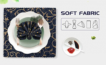 FYY 6er-Set Jacquard Stoffservietten Servietten Stoff Leinenservietten Roseus mit Damast Muster,servietten für Familienessen | Hochzeiten |Cocktail | Küche |Startseite| Erntedankfest/Weihnachten,Blau - 2