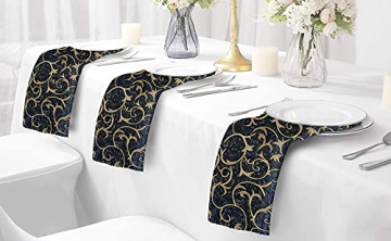 FYY 6er-Set Jacquard Stoffservietten Servietten Stoff Leinenservietten Roseus mit Damast Muster,servietten für Familienessen | Hochzeiten |Cocktail | Küche |Startseite| Erntedankfest/Weihnachten,Blau - 8