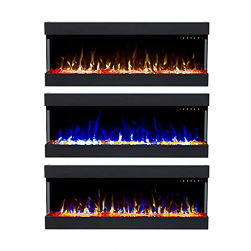 GLOW FIRE Clear 36 Elektrokamin | Wandkamin, Deko Kamin mit Multi-Color 3D-Flammeneffekt LED-Technik und Heizfunktion 1600 W | Fernbedienung, Breite 118 cm, Weiß - 5